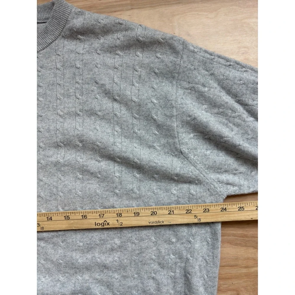 I Levrieri Cashmere Silk Sweater Mens Large Gray Cable Knit Old Money Crewneck